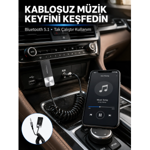 Usb Aux Bluetooth Adaptörü Kablosuz Ses Aktarım Cihazı