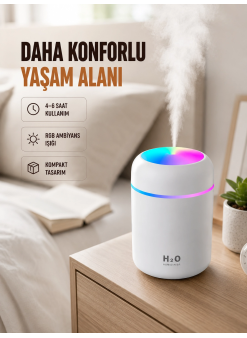 Usb Girişli Taşınabilir Mini Nemlendirici 300ml Su Hazneli