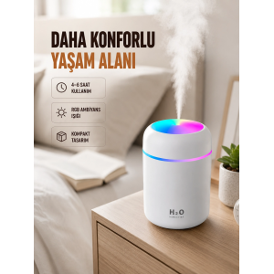 Usb Girişli Taşınabilir Mini Nemlendirici 300ml Su Hazneli