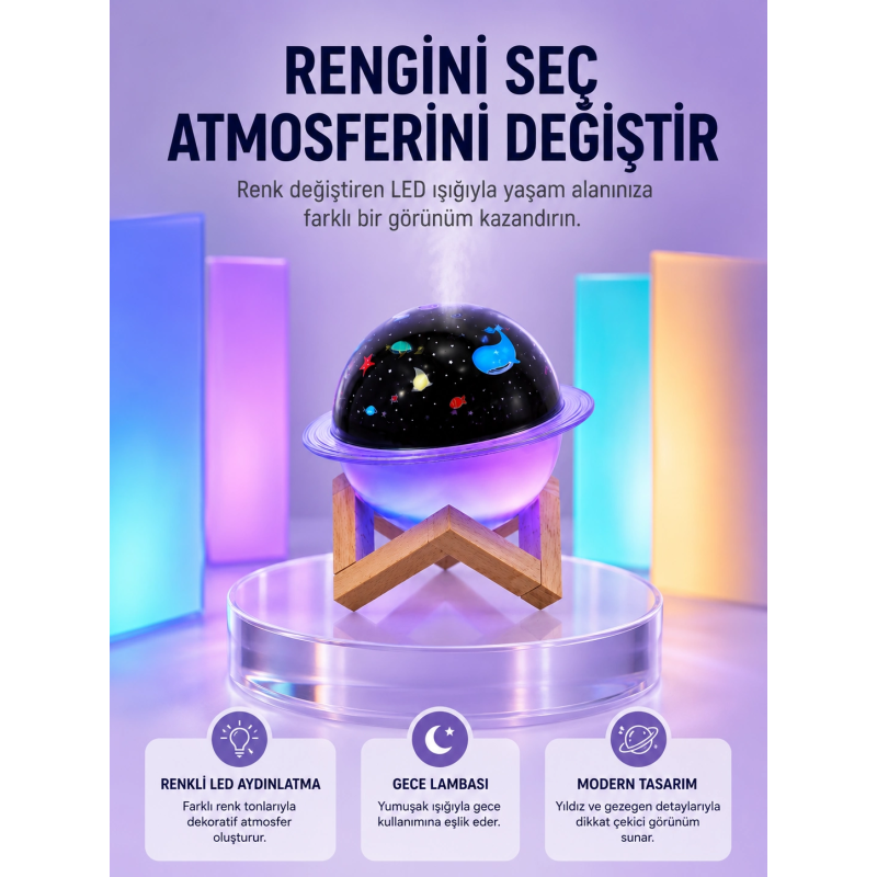 Usb İle Çalışan Projektörlü Aromaterapi Nemlendirici Masaüstü Kullanım İçin Uygun Usb İle Çalışan Projektörlü Aromaterapi Nemlendirici Masaüstü Kullanım İçin Uygun