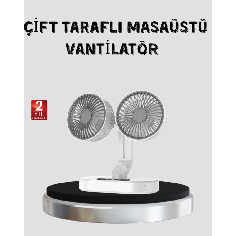Usb Şarjlı Çift Kafalı Vantilatör – 720° Döner Başlık Ve Sessiz Çalışma Özelliği Usb Şarjlı Çift Kafalı Vantilatör – 720° Döner Başlık Ve Sessiz Çalışma Özelliği
