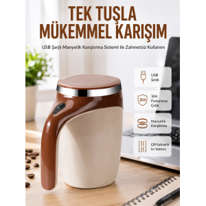 Usb Şarjlı Elektrikli Karıştırıcı Kupa – Sıcak & Soğuk İçecekler İçin
