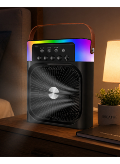 Usb Şarjlı Masaüstü Sprey Fan Taşınabilir Serinletici Rgb Işıklı Mini Klima