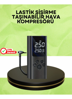 Usb Şarjlı Taşınabilir Hava Kompresörü Dijital Ekranlı