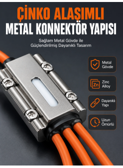 Usb Type-c, Lightning Ve Micro Usb Uyumlu 3ü 1 Arada Hızlı Şarj Kablosu