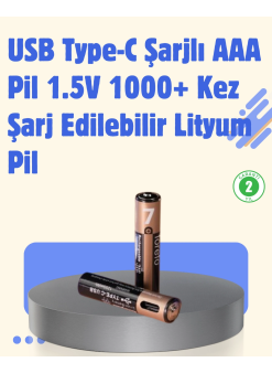 Usb Type-c Şarjlı Aaa Lityum Pil | 1.5v Sabit Voltaj, 1000+ Şarj Döngüsü İle Uzun Ömür