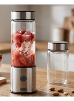 Usb Type C Şarjlı Cam Blender 6 Bıçaklı Smoothie Ve Shake Blender