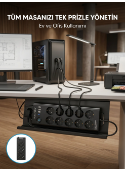Usb Ve Type-c Şarj Özellikli 10'lu Çoklu Priz