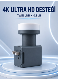 Uydu Anten Lnb Twin Çıkışlı 0.1 Db Ku Band 4k Ultra Hd Uyumlu