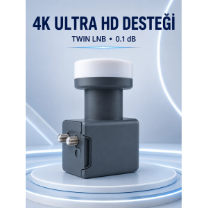 Uydu Anten Lnb Twin Çıkışlı 0.1 Db Ku Band 4k Ultra Hd Uyumlu