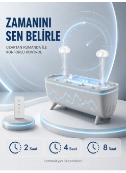 Uzaktan Kumandalı Aroma Difüzörü Sessiz Hava Nemlendirici Alev Efektli 2 4 8 Saat Zamanlayıcılı
