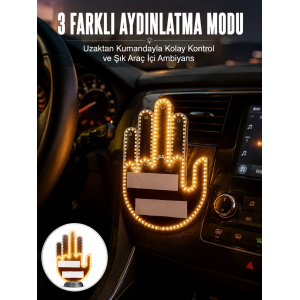 Uzaktan Kumandalı El Orta Parmak Led Araç Camına Özel Yeni Nesil