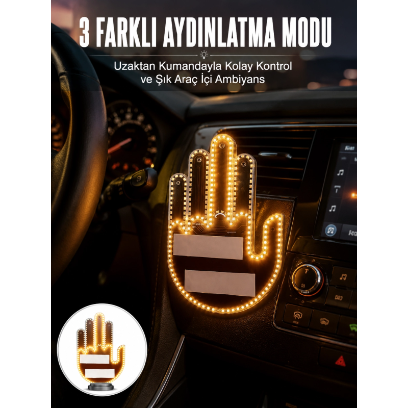 Uzaktan Kumandalı El Orta Parmak Led Araç Camına Özel Yeni Nesil Uzaktan Kumandalı El Orta Parmak Led Araç Camına Özel Yeni Nesil