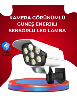 Uzaktan Kumandalı Güneş Enerjili Led Güvenlik Lambası Kamera Tipi Hareket Sensörlü