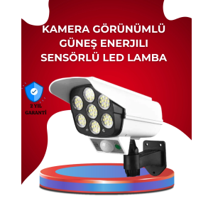 Uzaktan Kumandalı Güneş Enerjili Led Güvenlik Lambası Kamera Tipi Hareket Sensörlü