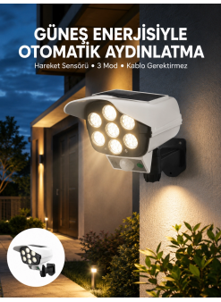 Uzaktan Kumandalı Güneş Enerjili Led Güvenlik Lambası Kamera Tipi Hareket Sensörlü Yeni Nesil