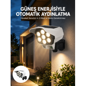 Uzaktan Kumandalı Güneş Enerjili Led Güvenlik Lambası Kamera Tipi Hareket Sensörlü Yeni Nesil
