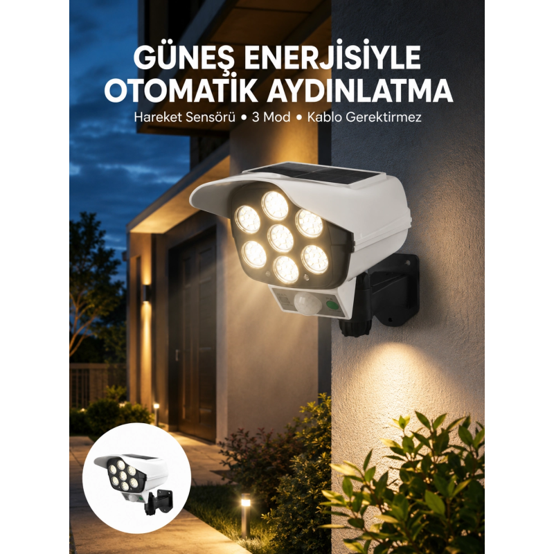 Uzaktan Kumandalı Güneş Enerjili Led Güvenlik Lambası Kamera Tipi Hareket Sensörlü Yeni Nesil Uzaktan Kumandalı Güneş Enerjili Led Güvenlik Lambası Kamera Tipi Hareket Sensörlü Yeni Nesil