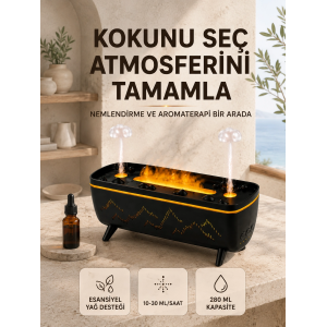 Uzaktan Kumandalı Hava Nemlendirici Aromaterapi Difüzörü 2 4 8 Saat Zamanlayıcılı Siyah