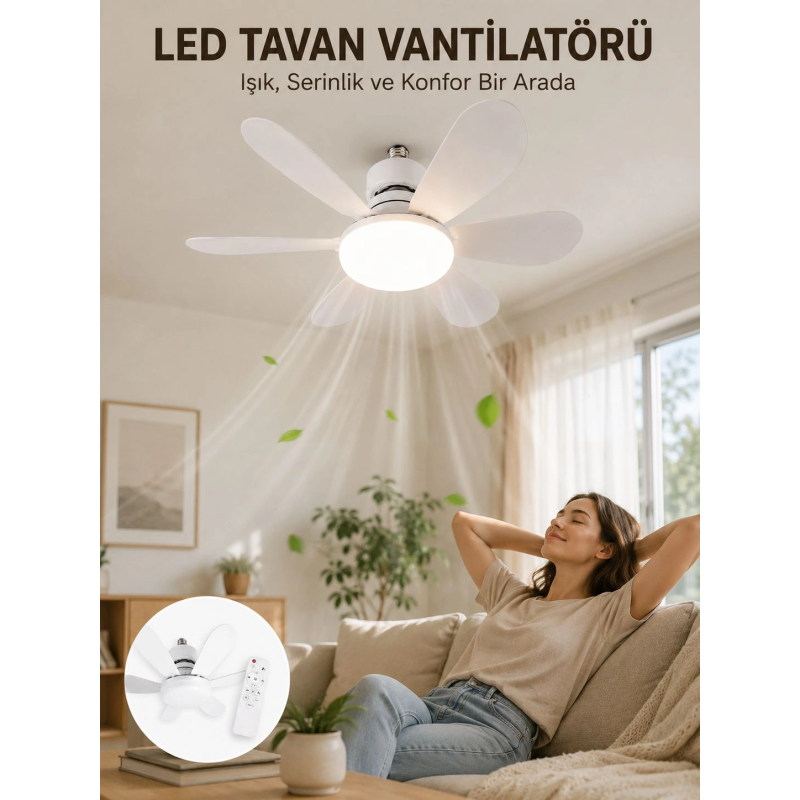 Uzaktan Kumandalı Led Tavan Vantilatörü Yüksek Aydınlatma Güçlü Esinti Süper Sessiz Çalışma Özellikli Uzaktan Kumandalı Led Tavan Vantilatörü Yüksek Aydınlatma Güçlü Esinti Süper Sessiz Çalışma Özellikli