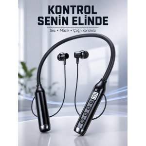 Uzun Kullanım Süreli Bluetooth Kulaklık Boyun Bantlı Mikrofonlu 600 Saat Müzik Süreli Ses Ve Çağrı Kontrollü Kablosuz Kulaklık