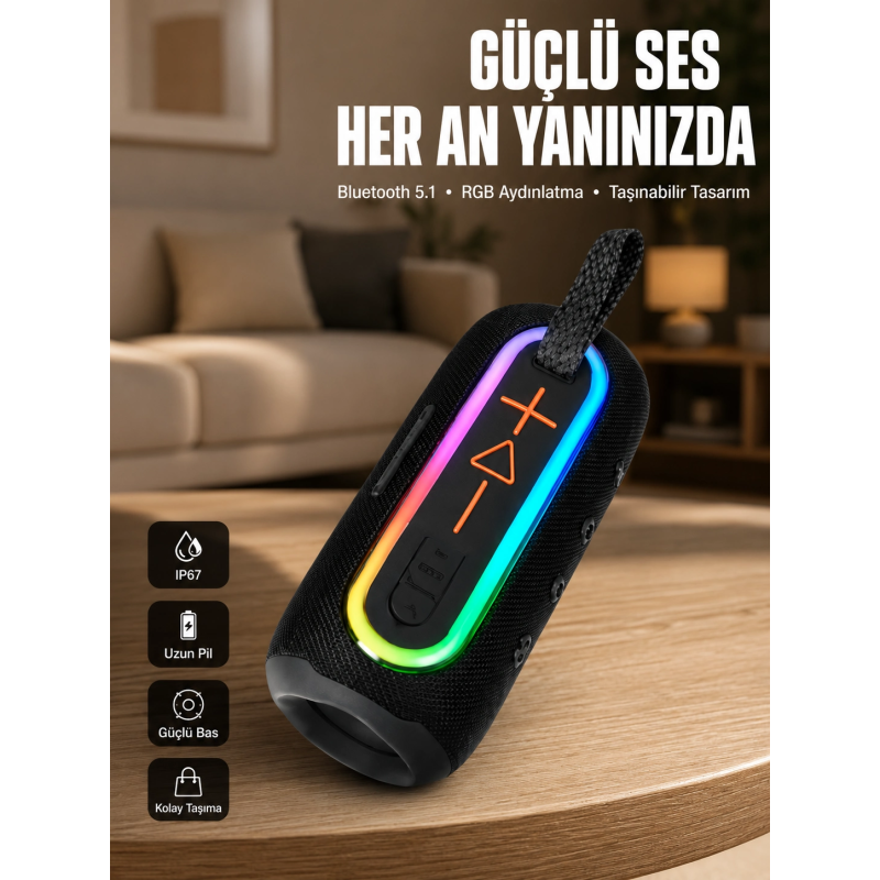 Uzun Pil Ömürlü Bluetooth 5.1 Hoparlör Yeni Nesil Uzun Pil Ömürlü Bluetooth 5.1 Hoparlör Yeni Nesil