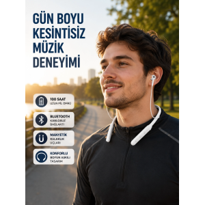 Uzun Süre Dayanıklı Manyetik Başlıklı Bluetooth Kulaklık