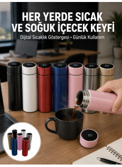 Uzun Süre Isı Koruma Sağlayan Dijital Göstergeli Termos Yeni Nesil