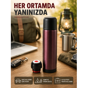 Vakumlu Termos 304 Paslanmaz Çelik Seyahat Termosu