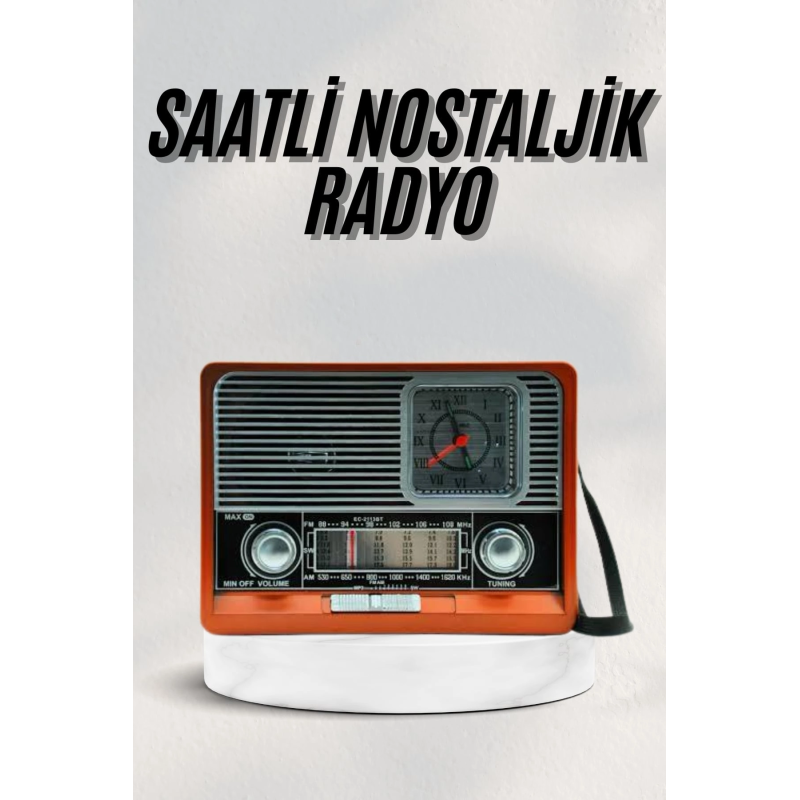 Vintage Nostaljik Radyo Aux Usb Sd Kart Girişli Şarjlı Bluetooth Bağlantılı