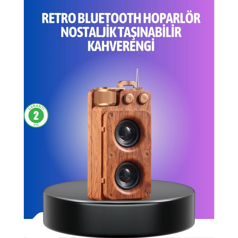 Vintage Tasarımlı Bluetooth Hoparlör Uzun Pil Ömürlü Ve Fm Destekli