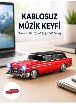 Vintage Tasarımlı Led Işıklı Bluetooth Hoparlör 10w