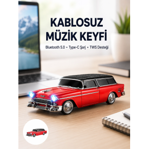 Vintage Tasarımlı Led Işıklı Bluetooth Hoparlör 10w