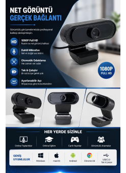 Webcam Orjınal 1080p Hd Konferans Kamera Dahili Mikrofon Görüntülü Sohbet Yayın Kamerası Hd Video Ae-112