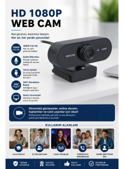 Webcam Orjınal Hd 1080p Konferans Kamera Dahili Mikrofon Görüntülü Sohbet Yayın Kamerası Hd Video
