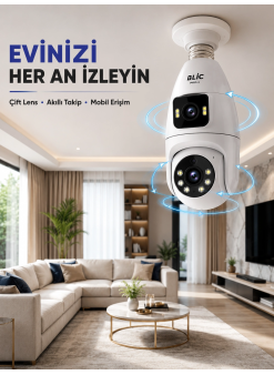 Çift Lens Wi-fi Ampul Kamera Ve Mobil Kontrol Yüksek Çözünürlüklü