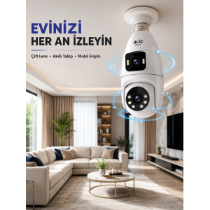 Çift Lens Wi-fi Ampul Kamera Ve Mobil Kontrol Yüksek Çözünürlüklü