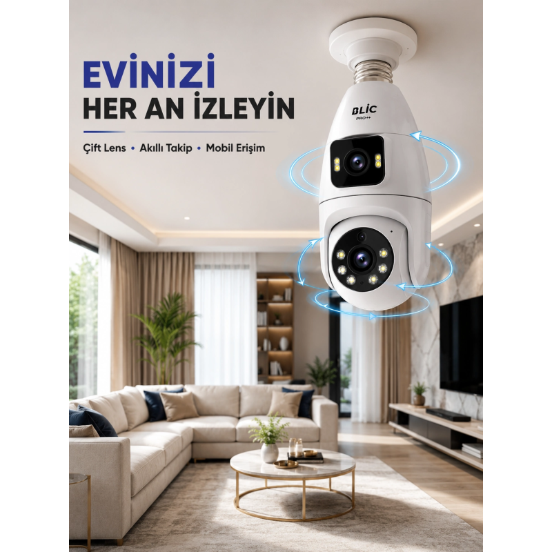 Çift Lens Wi-fi Ampul Kamera Ve Mobil Kontrol Yüksek Çözünürlüklü Çift Lens Wi-fi Ampul Kamera Ve Mobil Kontrol Yüksek Çözünürlüklü