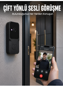 Wi-fi Bağlantılı Akıllı Kapı Zili  Telefon Kontrollü Hd Güvenlik Sistemi