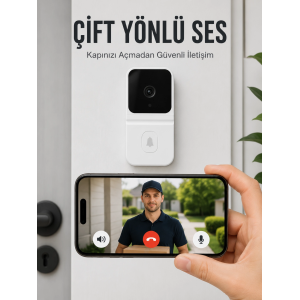 Wi-fi Beyaz Görüntülü Kapı Zili  Hd Kamera, Gece Görüşü Ve Çift Yönlü Konuşma Özellikli