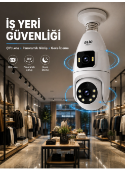 Wi-fi Çift Lens Ampul Kamera  Akıllı Ev Güvenliği