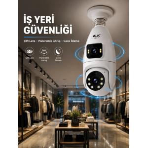 Wi-fi Çift Lens Ampul Kamera  Akıllı Ev Güvenliği