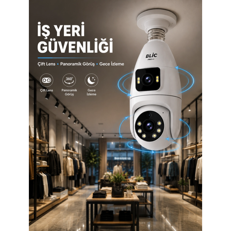 Wi-fi Çift Lens Ampul Kamera Akıllı Ev Güvenliği Wi-fi Çift Lens Ampul Kamera Akıllı Ev Güvenliği