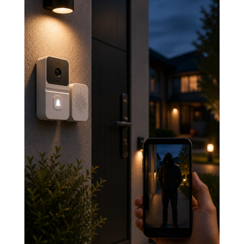 Wifi Akıllı Kapı Zili Gece Görüşlü Kameralı Kablosuz Güvenlik Sistemi Wifi Akıllı Kapı Zili Gece Görüşlü Kameralı Kablosuz Güvenlik Sistemi