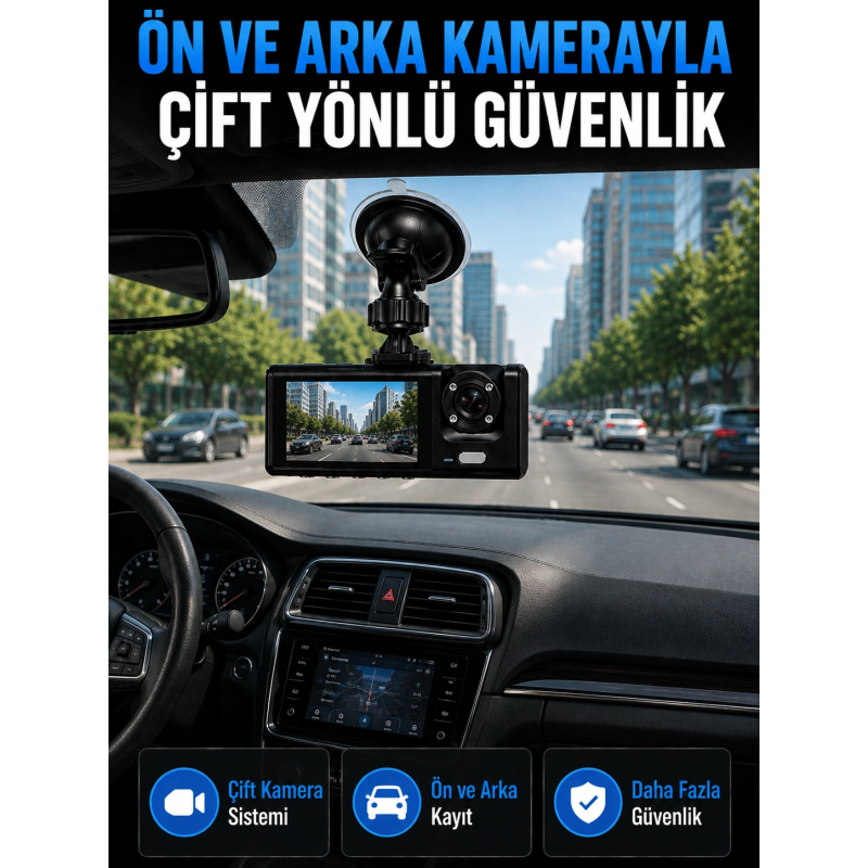 Wifi Çift Kameralı Araç İçi Kayıt Kamerası 1080p Full Hd 170° Geniş Açılı Araç Kamerası Wifi Çift Kameralı Araç İçi Kayıt Kamerası 1080p Full Hd 170° Geniş Açılı Araç Kamerası
