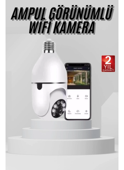 Wifi Güvenlik Kamerası 360 Derece Dönebilen Harekete Duyarlı Gece Görüşlü Ampul