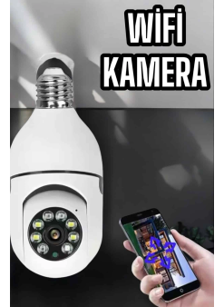 Wifi Kamera Duylu Ampul Görünümlü 360 Derece Dönebilen Ev Kamerası