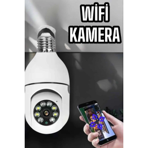 Wifi Kamera Duylu Ampul Görünümlü 360 Derece Dönebilen Ev Kamerası