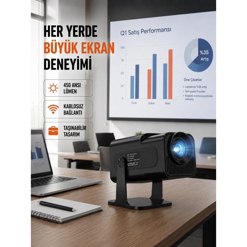 Wifi6 Ve Bluetooth 5.4 Destekli Led Projektör - Hcs350pro Yeni Nesil Wifi6 Ve Bluetooth 5.4 Destekli Led Projektör - Hcs350pro Yeni Nesil