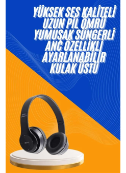 Wireless 5.0 Bluetooth Kablosuz Kulaklık Anc Özellikli Kulak Üstü Ayarlanabilir